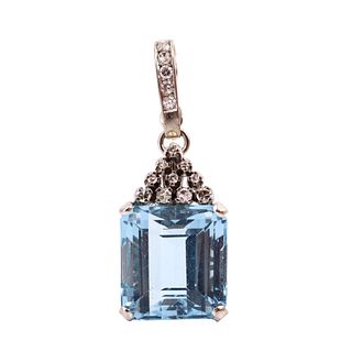 12.75ctw Aquamarine & Diamonds Platinum Pendant / Brooch