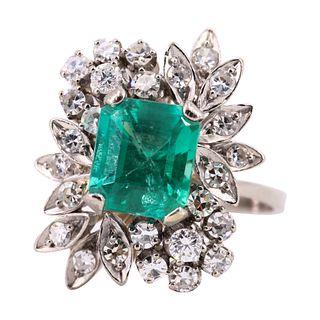Emerald & Diamonds 18k Gold Cocktail Ring
