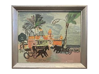Raoul Dufy Ink and Watercolor Litograph Painting