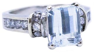 Aquamarine & Diamonds 14k Ring
