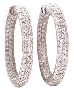 3.54ctw Diamonds & 18k Gold Hoop Earrings 