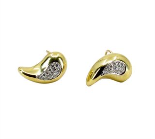 CELLINO Italy, Diamond & 18k Gold Earrings