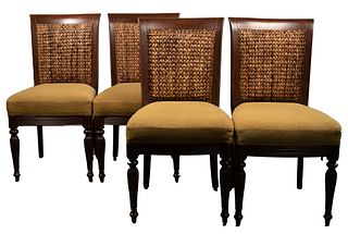 Palecek Upholstered Wicker Chairs