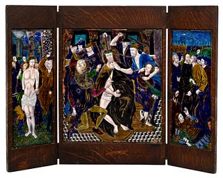 Limoges 'Passion of Christ' Painted Enamel Triptych