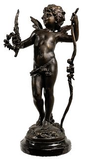 (After) Auguste Moreau 'Cupid' Metal Sculpture