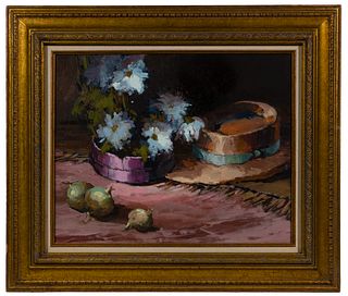 Mimi Litschauer (American, 1957-2013) 'Garden Hat' Oil on Panel