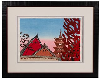 Jun'ichiro Sekino (Japanese, 1914-1988) 'Yamatoji' Woodblock Print