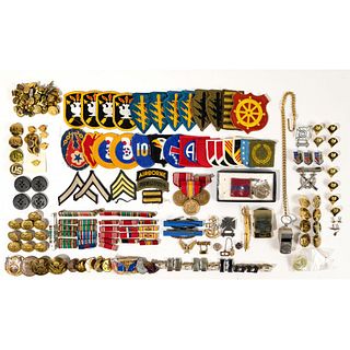US Military Medal, Badge, Bar and Button Assortment