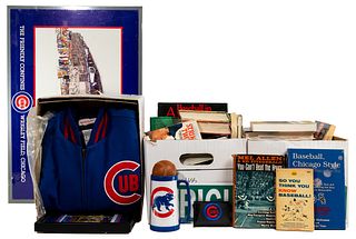 Chicago Cubs Memorabilia and Baseball Book Assortment