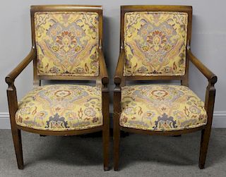 Pair of Antique Continental Upholstered Arm