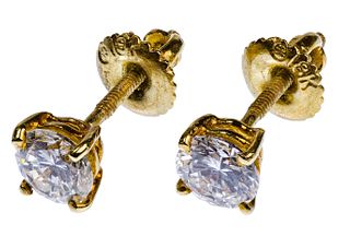 18k Yellow Gold and Diamond Stud Earrings