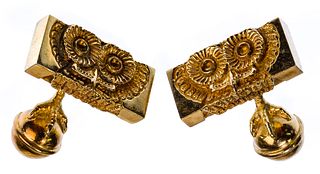 18k Yellow Gold Owl Cufflink Set