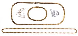 14k Yellow and White Gold Necklace and Bracelet Assortment
