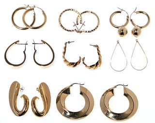 14k Yellow Gold Hoop Earring and Jacket Assortment