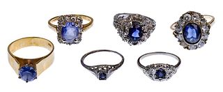 14k White and Yellow Gold and Blue Sapphire Ring Assortment