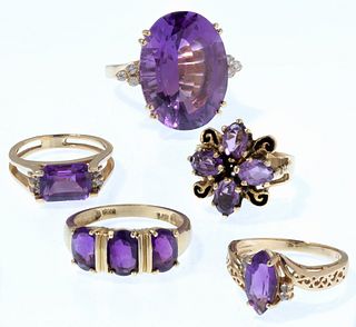 14k Yellow Gold and Amethyst Ring Assortment