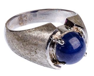 14k White Gold and Blue Star Sapphire Ring