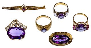 14k Yellow Gold and Purple Sapphire Jewelry Assortment