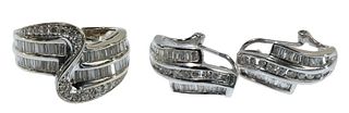 14k White Gold and Diamond Jewelry Suite