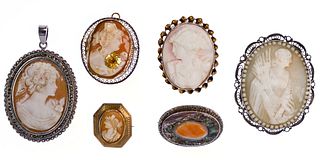 10k Gold and Sterling Silver Cameo Assortment