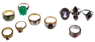 10k Gold, Sterling Silver and Costume Ring Assortment