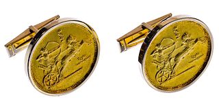 Egypt 1 Pound Gold Coin in 14k Gold Cufflink Set