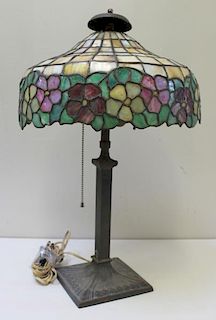MILLER, Signed Tiffany Style Table Lamp.