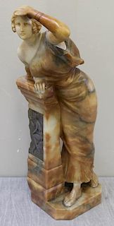 Signed Alabaster Figure of a Woman.