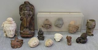 Lot of Stone, Clay and Bronze Figures and Heads.