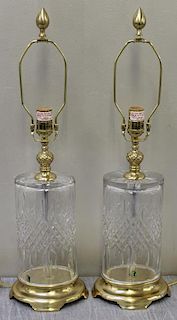 WATERFORD. Pair of Brass Mounted Cut Glass