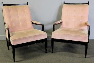 Midcentury Pair of High Back Arm Chairs.
