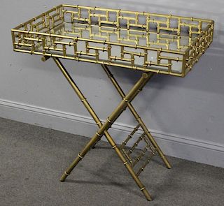 Modern Faux Bamboo and Mirrored Tray Top Table.