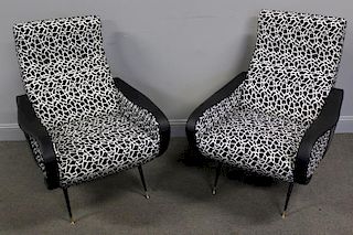 Italian Modern Zanuso Style Arm Chairs.