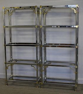 Pair of Midcentury Chrome and Brass Etageres.