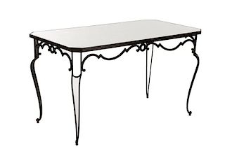 French Cast Iron Mirror Top Table, 20th C.