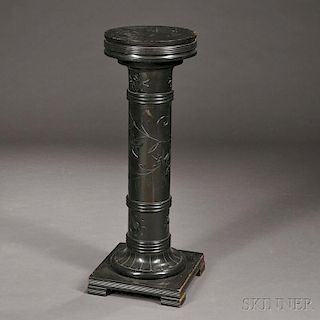 Aesthetic Movement Carved and Ebonized Wood Pedestal