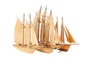 Collection of of 3 Wooden Model Ships