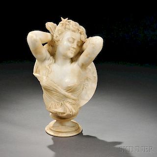 Galleria Fratelli Lapini (Italian, act. Late 19th Century)       Alabaster Bust of a Woman Personifying Night