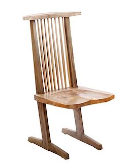 Walnut & Hickory Conoid Chair, After Nakashima