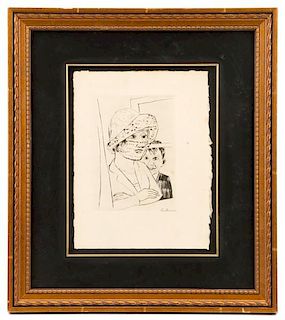 Max Beckmann "Dame with Knabe", Pencil Signed