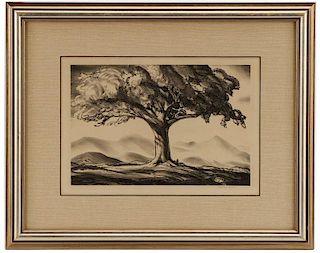 Rockwell Kent 1928 Signed Lithograph, "The Tree"