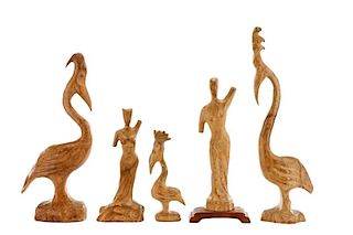 Collection of 5 C.M. Copeland Carved Sculptures