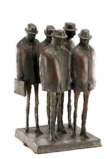 Roger Prince, Modern Sculpture of 5 Men in Hats