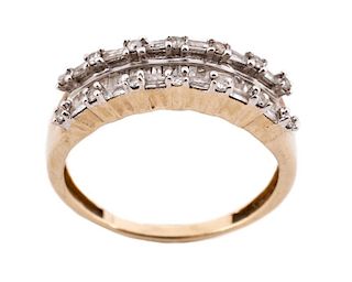 Ladies 14k Gold & Diamond "Golden Gate" Ring