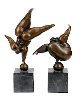 Max Milo Signed Bronze Sculptures, Les Acrobates