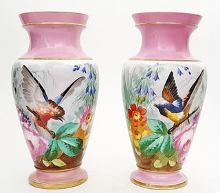 A Pair Of French Hand Painted Porcelain Vases