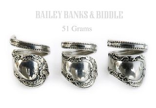 Three Bailey Banks Biddle Sterling Spoon Rings