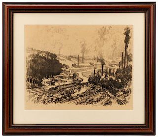 Joseph Pennell, "Munitions Work" Signed Lithograph
