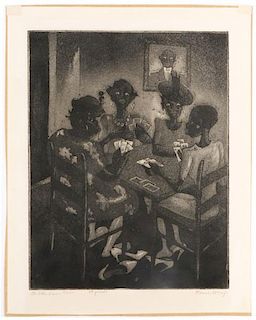 Blanche McVeigh Signed Aquatint, "Idle Hour Club"