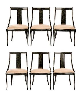 Set of 6 Lacquered Dining Chairs, Karl Springer